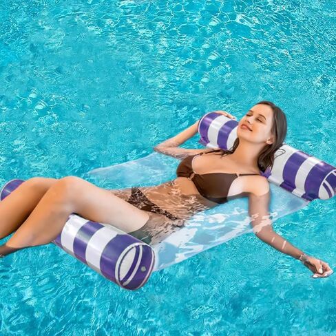 2-Pack Swimming Pool Float, Multi-Purpose Inflatable Pool Hammock (Saddle, Lounge Chair, Drifter), Water Hammock Lounge, (Navy Blue,Pink) in Saudi Arabia