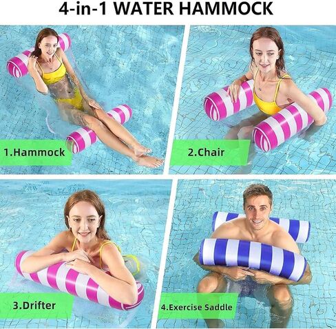 2-Pack Swimming Pool Float, Multi-Purpose Inflatable Pool Hammock (Saddle, Lounge Chair, Drifter), Water Hammock Lounge, (Navy Blue,Pink) in Saudi Arabia