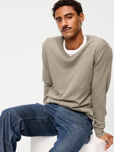 Old Navy V-Neck Sweater - Tan Heather in Kuwait
