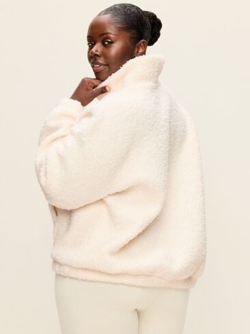 Old Navy Oversized Funnel-Neck Sherpa Pullover - Creme De La Creme in Kuwait