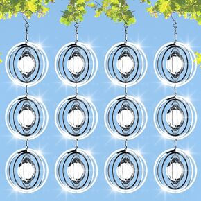 12 PCS Stainless Steel Bird deterrents for Outside,Bird reflectors to Keep Birds Away,3D Wind Spinners Outdoor Bird Scarer Discs Set Pigeon Deterrent to Keep Swallows Sparrow Away Garden Porch Pool in Kuwait
