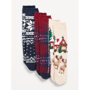 Old Navy Cozy Ankle Socks 3-Pack for Men - Xmas Medley Blue in Kuwait
