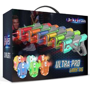 Rechargeable Laser Tag Set with Vests, Upgrade Laser Tag Guns Set of 4 with Mist Spray Effect & LED Digital, Multi Player Toy for Teen Boys & Girls, Indoor&Outdoor Toy Play Game Gift,Ages 8+ in Kuwait