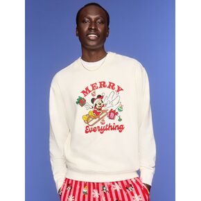 Old Navy Old Navy x Disney Mickey Mouse Oversized Crew Sweatshirt for Men - Disney Wreath (Match the Fam!) in Kuwait
