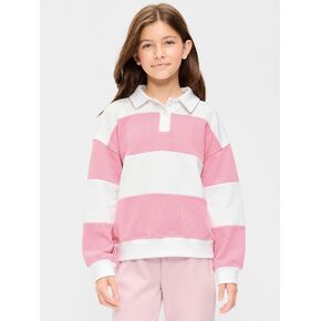 Old Navy Oversized Long-Sleeve Collared Fleece Sweatshirt for Girls - Pressed Flower in Kuwait