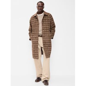 Old Navy Relaxed Long Twill Topcoat for Men - Brown Plaid in Kuwait