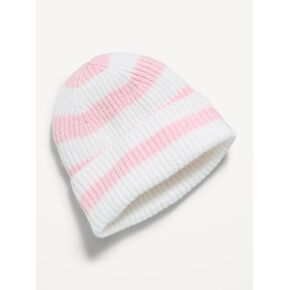 Old Navy Fuzzy Ribbed Beanie for Girls - Pink Stripe in Kuwait