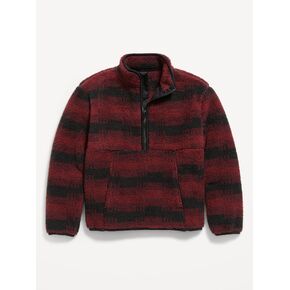 Old Navy Sherpa Half-Zip Pullover for Boys - Red Stripes in Kuwait