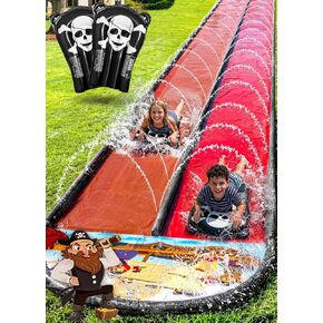 JAMBO Premium Triple Water Slide with 3 Bodyboards, 20Ft Heavy Duty Slip Splash and Slides-Advanced 3-Way Sprinkler System, Splash Pad Mat Backyard Summer Outdoor Water Toys n Long Slides for Kids in Saudi Arabia
