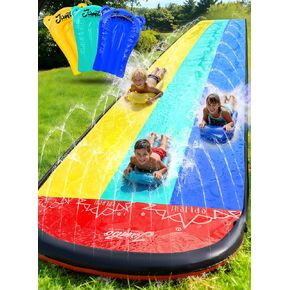 JAMBO XL 20Ft Summer Vibes Premium Slip and Slide with 3 Bodyboards, Heavy Duty Water Slide- Advanced 3-Way Water Sprinkler System, Backyard Waterslide Outdoor Water Toys n Slides for Kids in Saudi Arabia