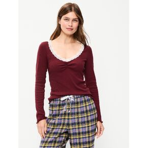 Old Navy Long-Sleeve Lace Trim T-Shirt - Emberglow in Saudi Arabia