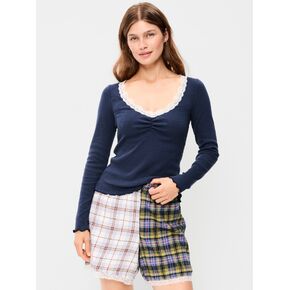 Old Navy Long-Sleeve Lace Trim T-Shirt - Gothic Blue in Saudi Arabia