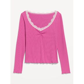 Old Navy Long-Sleeve Lace Trim T-Shirt - Wild Prairie Rose in Saudi Arabia
