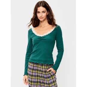 Old Navy Long-Sleeve Lace Trim T-Shirt - Deep Lagoon in Saudi Arabia