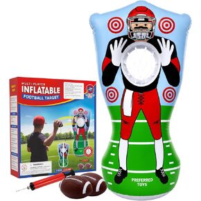 Preferred Toys 65" Inflatable Football Target Net Toss Game - Double-Sided Throwing Practice Football Stuff with Mini Balls - Backyard Tailgate Party Sports Toy for Kids & Adults in Kuwait