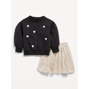 Old Navy Graphic Sweatshirt and Skirt Set for Toddler Girls - Black Jack in Kuwait