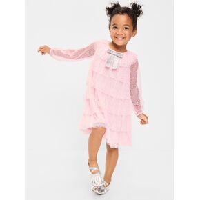 Old Navy Long-Sleeve Tiered Tulle Dress for Toddler Girls - Blush On You in Kuwait
