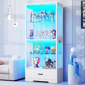 BROTTAR 71" Tall 5-Tier Display Cabinet with Glass Doors and Storage Drawer in Kuwait