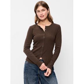 Old Navy Snug Long-Sleeve Button-Front Ribbed Top - Earthen in Saudi Arabia