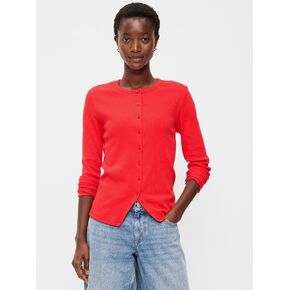 Old Navy Snug Long-Sleeve Button-Front Ribbed Top - Scotty Red in Saudi Arabia