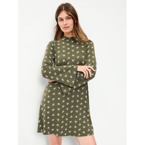 Old Navy High-Neck Jersey Mini Swing Dress - Green Floral in Saudi Arabia