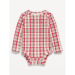 Old Navy Printed Unisex Long-Sleeve Bodysuit for Baby - Red Green Plaid in Kuwait