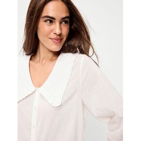 Old Navy Long-Sleeve Statement Collar Button-Front Top - White Lilies in Saudi Arabia