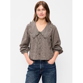 Old Navy Long-Sleeve Statement Collar Button-Front Top - LS STATEMENT C:SBRWNPLD in Saudi Arabia