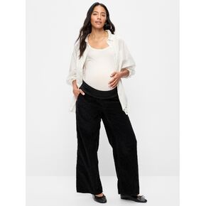 Old Navy Maternity Corduroy Rollover-Waist Wide-Leg Pants - Black Jack in Kuwait