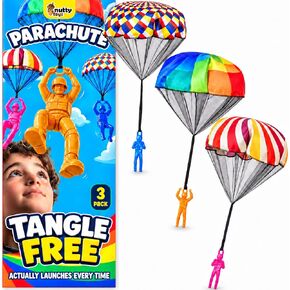 NUTTY TOYS Parachute Toys for Kids - Tangle Free Outdoor Flying Parachute Men, Top Indoor & Outside, 3 4 5 6 7 8 9 10 11 12 Year Old, Best Christmas Stocking Stuffers Idea 2026 Unique Boy & Girl Gifts in Kuwait