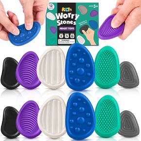 Fidget Toys Adults Sensory Stone: 6 Pack Textured Worry Stone for Autism Kids Calming Down - Fidget Stress Toys for Stress Relief - Small Students Prizes Fidget Toys in Kuwait