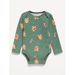Old Navy Printed Unisex Long-Sleeve Ribbed Bodysuit for Baby - Gingerbread Man in Kuwait