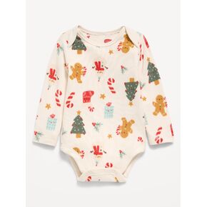 Old Navy SoftMode Printed Long-Sleeve Ribbed Bodysuit for Baby - Christmastime in Kuwait