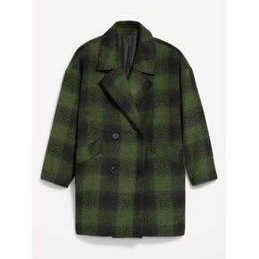 Old Navy Oversized Full-Length Overcoat - Green Plaid in Kuwait