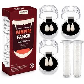 COOLJOY Vampire Teeth Fangs with Adhesive 3 Sizes Halloween Cosplay in Kuwait