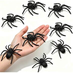 8 PCS Plastic Spiders Black Fake Spiders 3.9"x3.7" Large Spider for Halloween Realistic Prank Prop Home Party Decorations in Kuwait