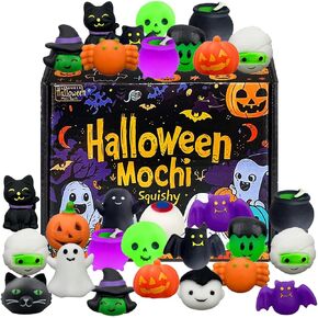 24 Pcs Halloween Mochi Squishy Toys with Gift Box Mini Kawaii Mochi Squeeze Toy Stress Reliever Anxiety Packs for Kids Party Favors Halloween Miniatures Halloween Treat Bags Gifts in Saudi Arabia