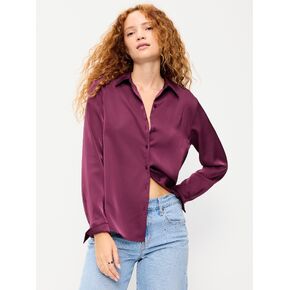 Old Navy Satin Button-Down Shirt - Cherry Bark in Saudi Arabia