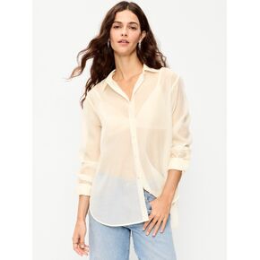Old Navy Organza Button-Down Shirt - Creme De La Creme in Saudi Arabia