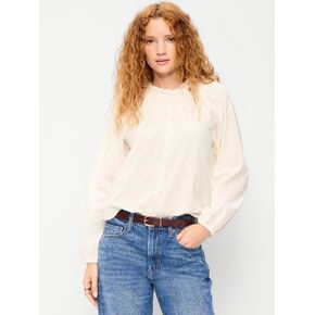 Old Navy Long-Sleeve Ruffle-Neck A-Line Top - Sea Salt in Saudi Arabia
