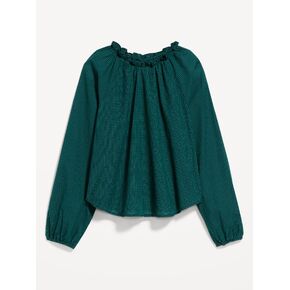 Old Navy Long-Sleeve Ruffle-Neck A-Line Top - Small Green Plaid in Saudi Arabia