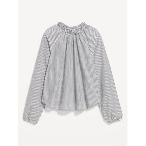 Old Navy Long-Sleeve Ruffle-Neck A-Line Top - LS RUFFLE NECK ALINE TOP - PRINT:NAVY STRIPE in Saudi Arabia