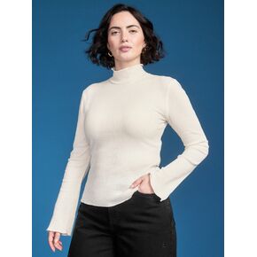 Old Navy Old Navy x Altuzarra Long-Sleeve Ribbed Fitted Top - Sea Salt in Saudi Arabia