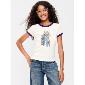 Old Navy Old Navy x Netflix Stranger Things: Tales From '85 Fitted Ringer T-Shirt for Girls - Sea Salt in Kuwait