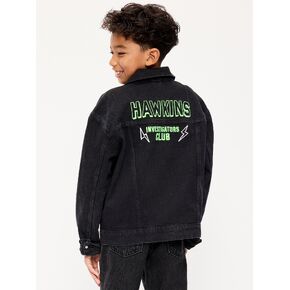Old Navy Old Navy x Netflix Stranger Things: Tales From '85 Denim Trucker Jacket for Kids - Washed Black in Kuwait