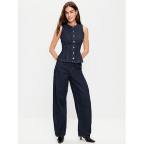 Old Navy The Arc Mid-Rise Barrel Jeans - Dark Wash in Saudi Arabia