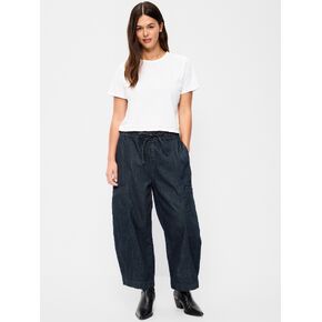 Old Navy Mid-Rise Barrel-Leg Utility Pants - Dark Wash in Saudi Arabia