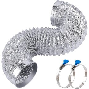 Heavy Duty Dryer Vent Exhaust Hose 4 inch 5 Feet for Tight Space,Extra Thick Aluminum Foil Flexible Duct Kit with Collars,Easy Installation in Saudi Arabia