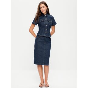 Old Navy Column Denim Midi Skirt - Dark Wash in Saudi Arabia