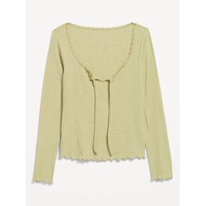 Old Navy Long-Sleeve Pointelle Knit Lace-Trim Top - Nettle in Saudi Arabia